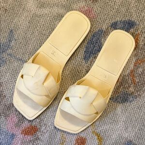 Zara Women's Cream Woven Slide Sandals